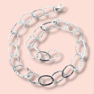 Silpada Necklace 925 Sterling Silver Oval Links Hammered N1667 Retired 2011